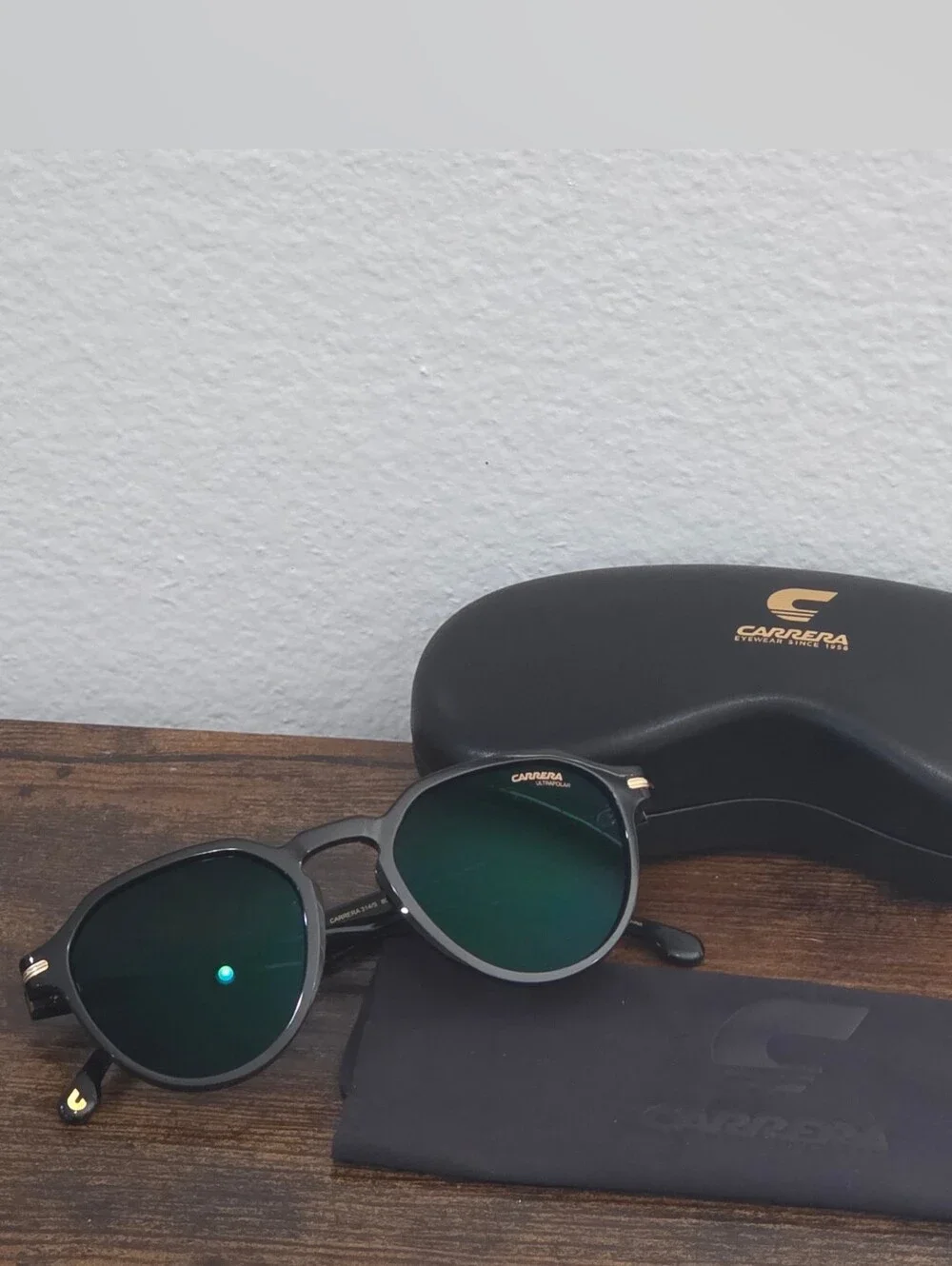 Carrera 314/S Black/Green Grey High Contrast Mirror Polarized Lens Sunglasses